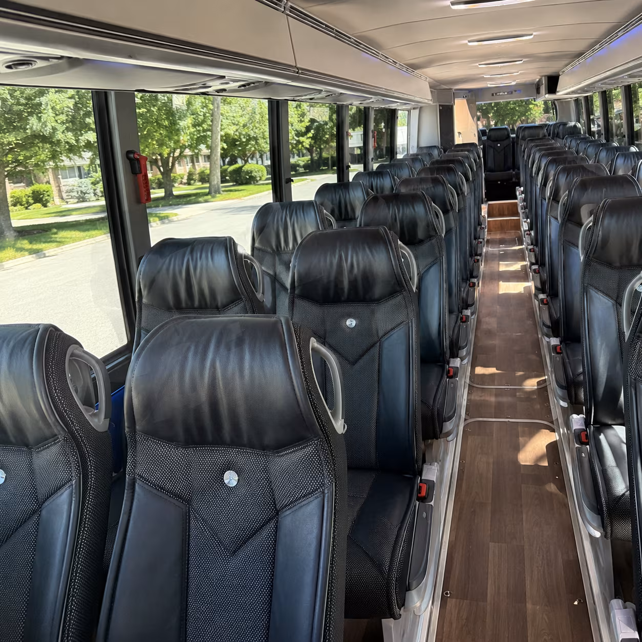 los angeles 40 passenger charter bus inside
