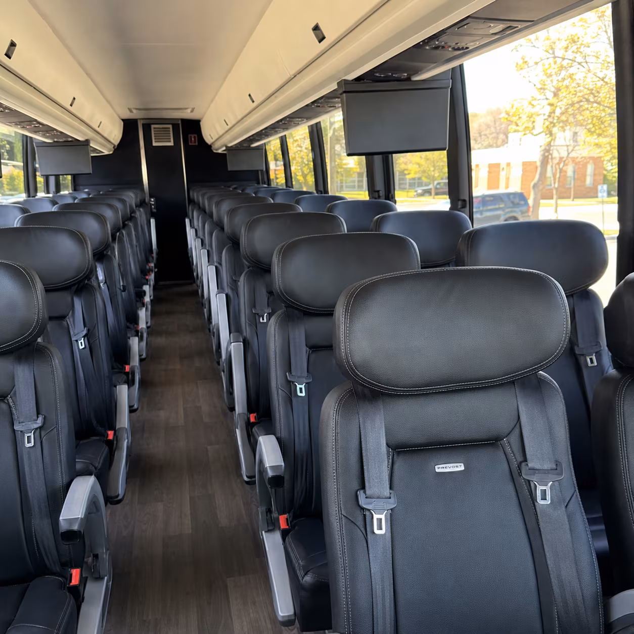 los angeles 45 passenger charter bus inside