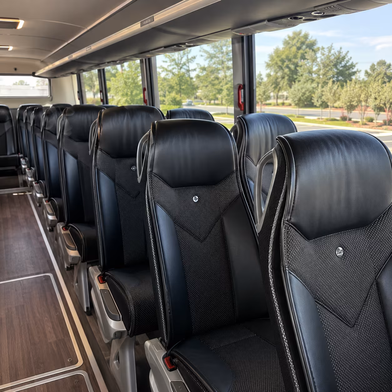 los angeles 45 passenger charter bus interior