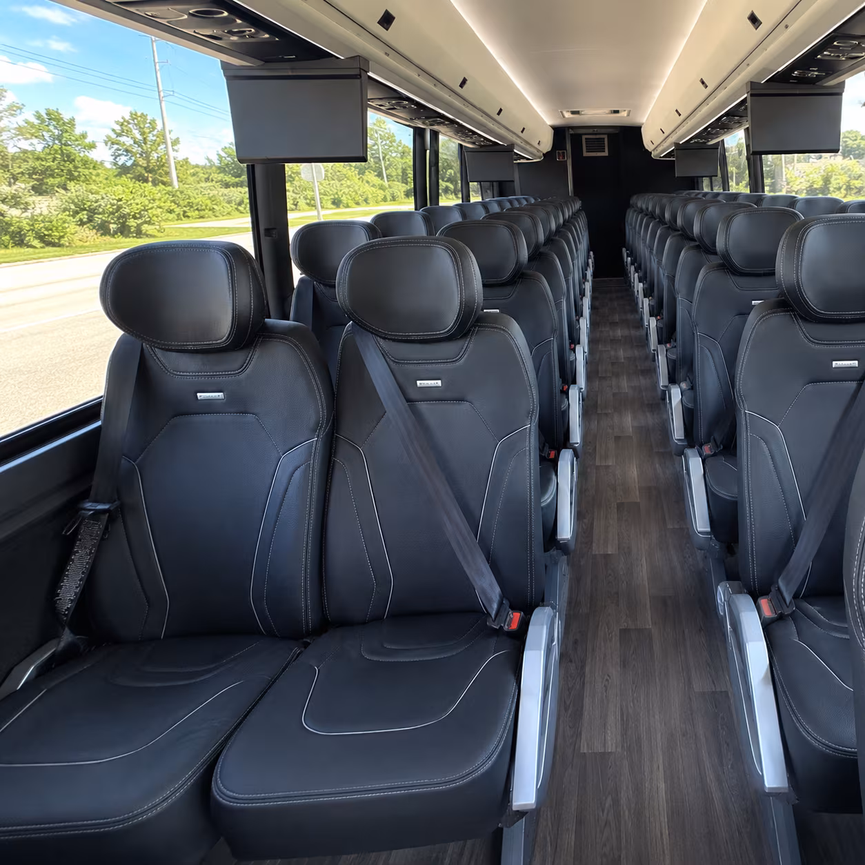 los angeles 47 passenger charter bus inside