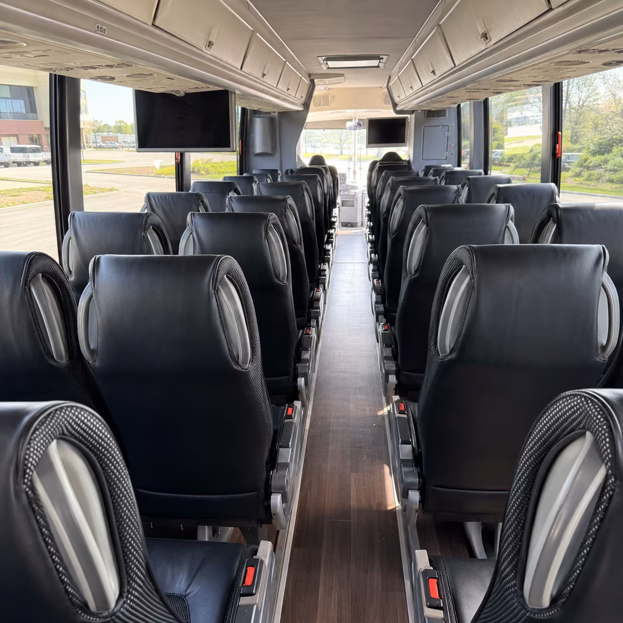los angeles 56 passenger charter bus inside